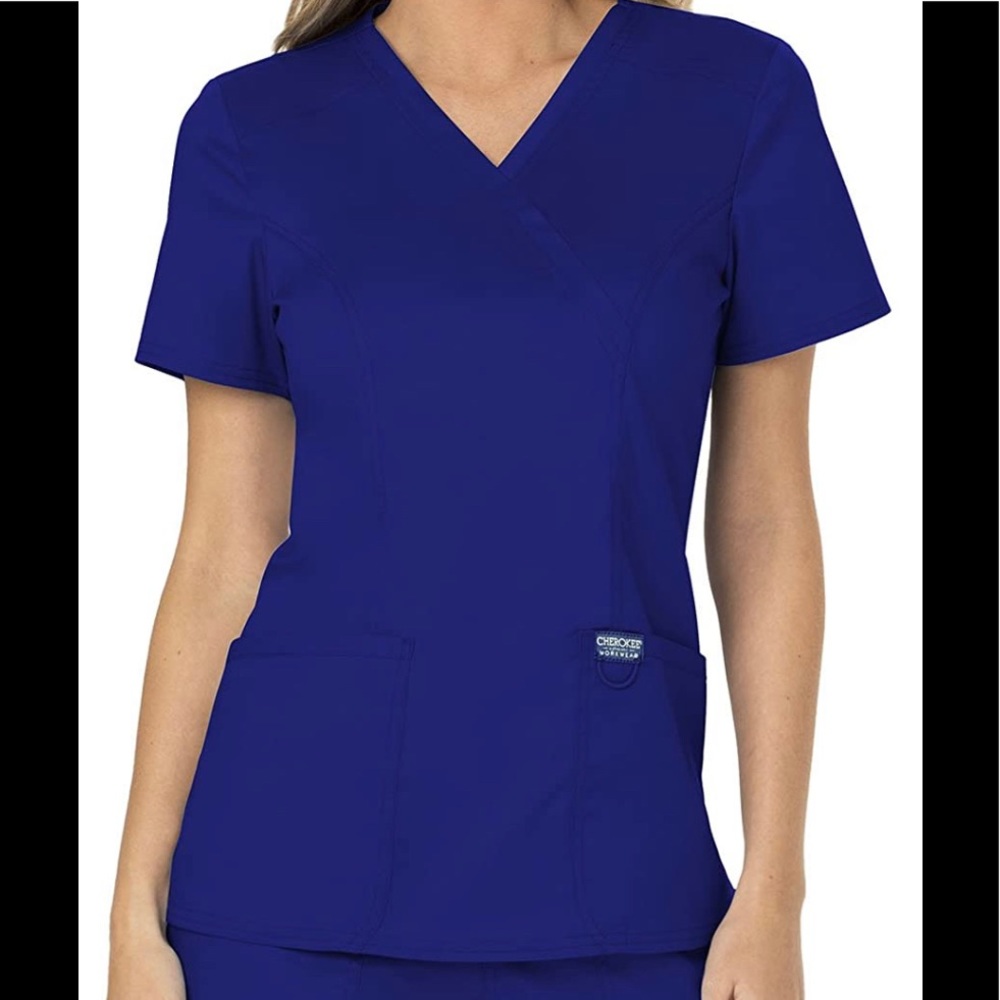 Cherokee workwear blue scrub top
